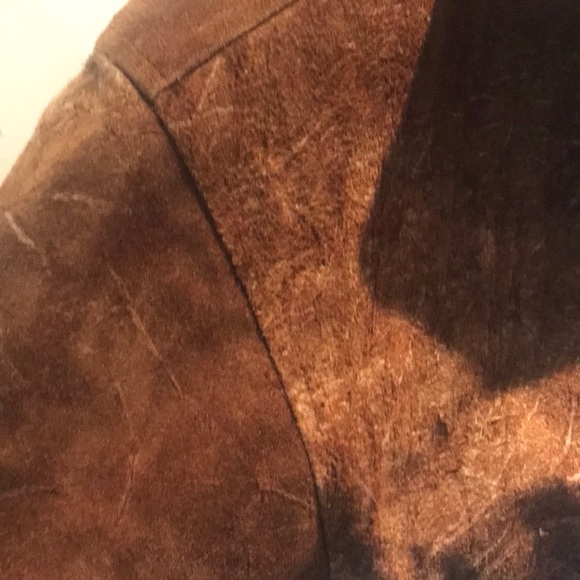 “DI CAPRA” Vintage Distressed Brown Suede Bomber Jacket . - Picture 8 of 16